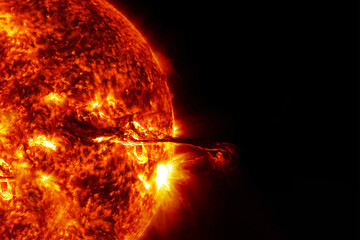 Flashes, storms on the Sun. Elements of this image furnished by NASA