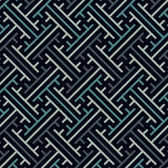 Seamless Sayagata pattern. Repeated interlocking keys background. Oriental ornament. Window tracery image. Ancient ethnic mosaic. Geometric digital paper. Ethnical textile print. Vector artwork.