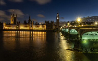 Fototapeta na wymiar London Thames, Westminster Bridge, Big Ben, Palace of Westminster