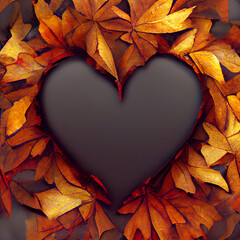 Romantic gift for valentine's day. Greeting card design. Surprise for the woman you love. Bouquet of colorful autumn leaves in the shape of a heart. Heart -a symbol of love and devotion
