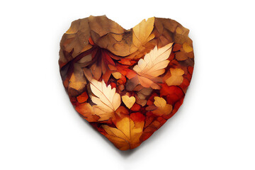 Romantic gift for valentine's day. Bouquet of colorful autumn leaves in the shape of a heart. Greeting card design. Heart -a symbol of love and devotion. Surprise for the woman you love