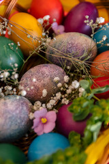 Obraz na płótnie Canvas Beautiful colorful Easter eggs. Happy Easter.