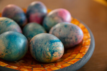 Beautiful colorful Easter eggs. Happy Easter.