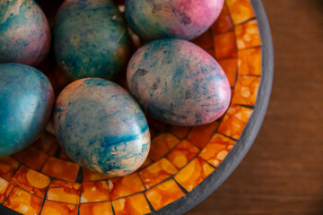 Beautiful colorful Easter eggs. Happy Easter.