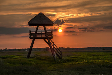 Fototapeta premium zachód słońca nad Narwią w Polsce