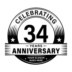 Fototapeta premium 34 years anniversary celebration design template. 34th logo vector illustrations. 