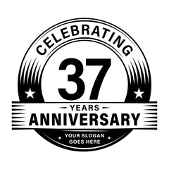 Fototapeta premium 37 years anniversary celebration design template. 37th logo vector illustrations. 