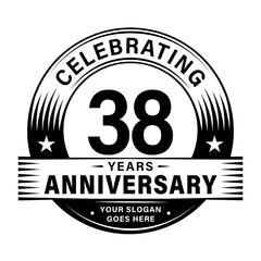 Fototapeta premium 38 years anniversary celebration design template. 38th logo vector illustrations. 