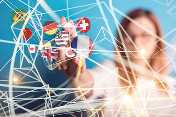 Worldwide international communication concept: cloud of colorful