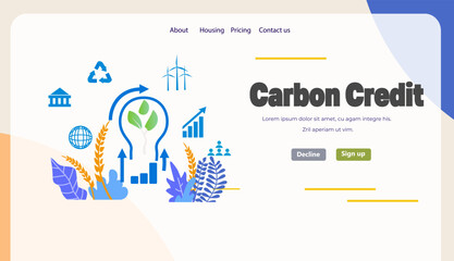 carbon credit concept responsibility of co2 emission environmental conservation sustainable ESG development horizontal