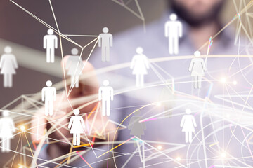 communication network  digital workforce 3d