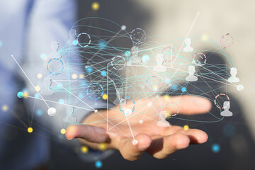 Global network. Blockchain. 3D illustration. Neural networks and artificial intelligence. Abstract