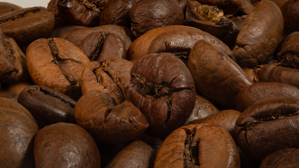 Closeup of coffee beans background