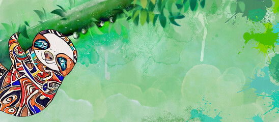 Live slowly. Watercolor concept banner.