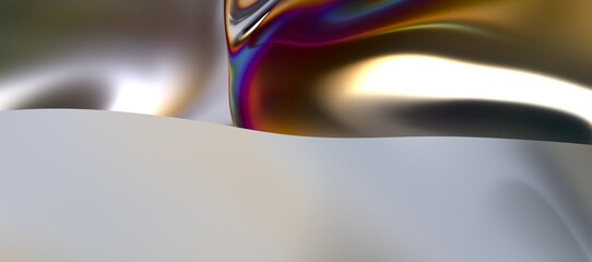 Fluid design twisted shapes holographic 3D abstract background iridescent wallpaper