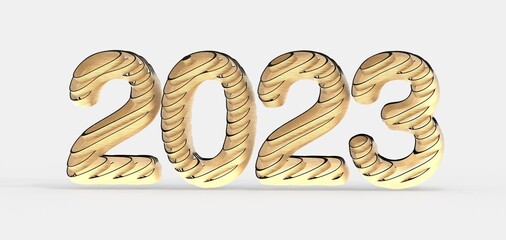 Happy New Year 2023. 3D illustration numbers isolated