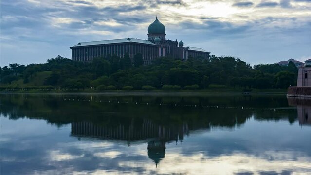 Time-lapse 4k UHD footage of Prime Minister Office at Putrajaya during sunrise