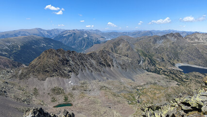 Panorama montagneux avec un lac en haute altitude