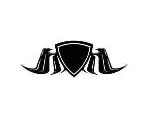 Black shield with wings logo template design