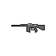 Pixel art rifle gun icon design vector