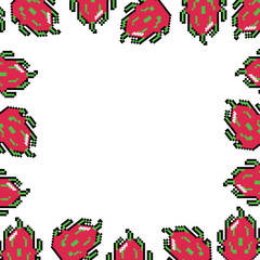 Square dragon fruit pixel art frame design