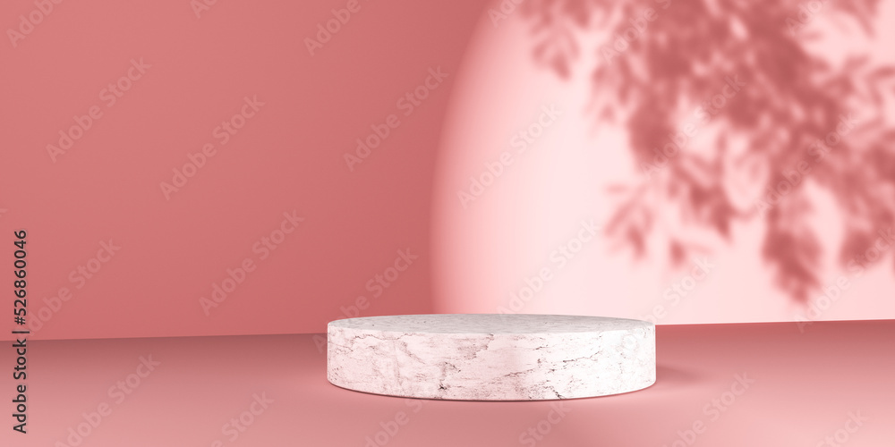 Poster podium in a room with shadow of tree - 3d render