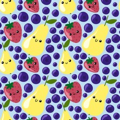 Summer autumn fruit seamless pears and strawberry and berries pattern for wrapping paper and kids clothes print