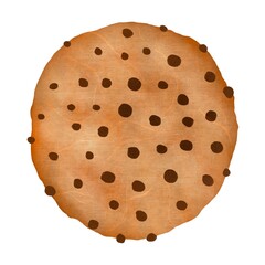 Delicious chocolate chip cookie with textile texture, trick or treat, kids, snack, baking, white background