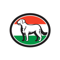 Kuvasz Dog Hungarian Flag Oval Retro