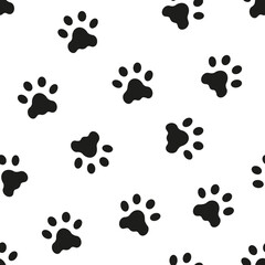 Fototapeta premium Cat paws print seamless pattern