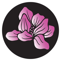 Magnolia flowers in a black circle. Hand drawn vector illustration for cards, invitations, print and posters.