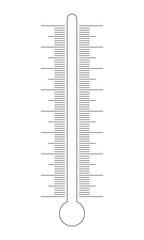 Vertical thermometer scale with glass tube silhouette. Graphic template for weather meteorological measuring temperature tool. Vector outline illustration - obrazy, fototapety, plakaty