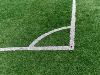 Obraz premium Soccer green field artificial grass with white lines