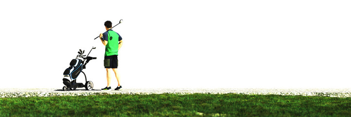 golf player about to hit the ball 3d illustration