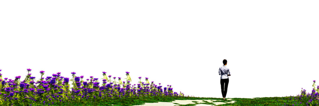 woman walking through the field