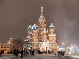 St Basils cathedral winter on Red Square in Moscow
