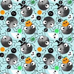 Halloween cartoon seamless spider and ghost pattern for wrapping paper and accessories and kids