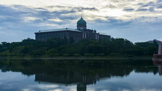 Time-lapse 4k UHD footage of Prime Minister Office at Putrajaya during sunrise