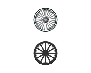 Silhouette traditional wooden cart wheel