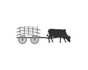 Bullock Cart silhouette, bullocks traditional black and white painting, bull and cart - obrazy, fototapety, plakaty