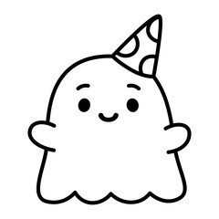 Fototapeta premium Happy ghost with a bithday hat Vector