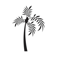 Palm tree icon, black isolated on white background, vector illustration.