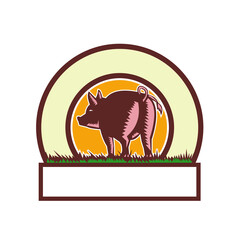 Pig Tail Rear Circle Woodcut