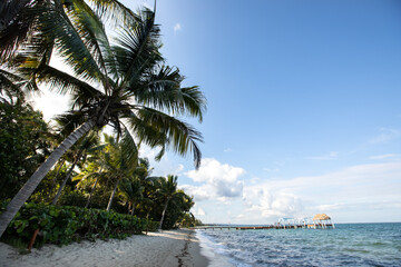 Beautiful deserted beach coastline in Hopkins, Belize