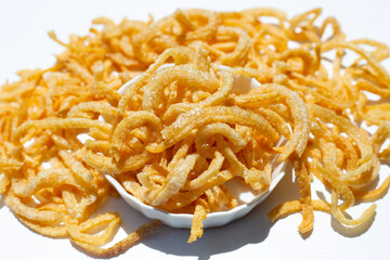 Crispy pork rinds or pork snack.