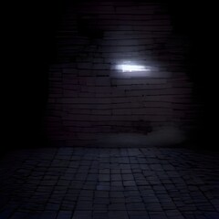 Neon wall scene empty and spotlight on brick wall.