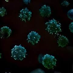 coronavirus, virus floating in a cellular environment background