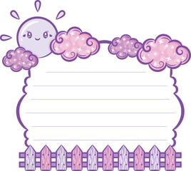 sun and fence note letter with pastel coloring for writing