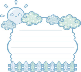 sun and fence note letter with pastel coloring for writing