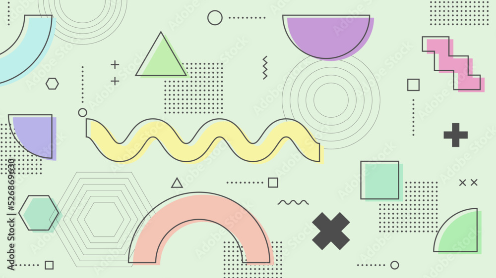 Wall mural modern abstract background with retro memphis and soft pastel color